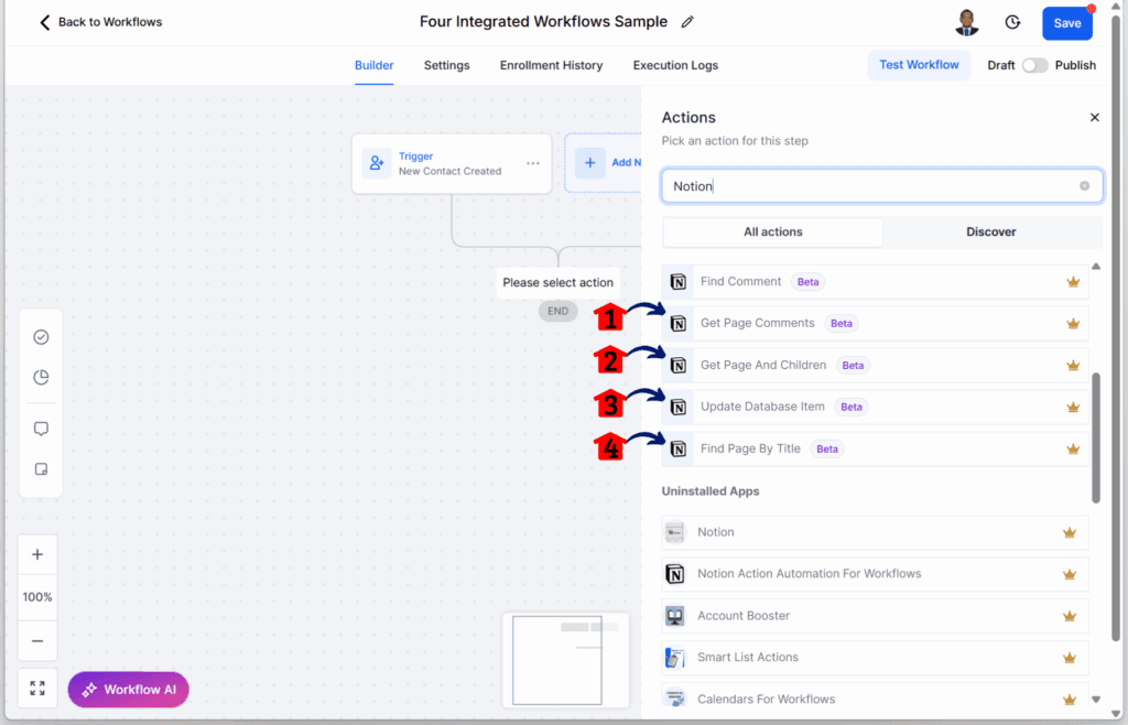 main-guide-airtable-clickup-google-contacts-notion-elements-documents GoHighLevel workflow automation tools - Add More Notion Actions
