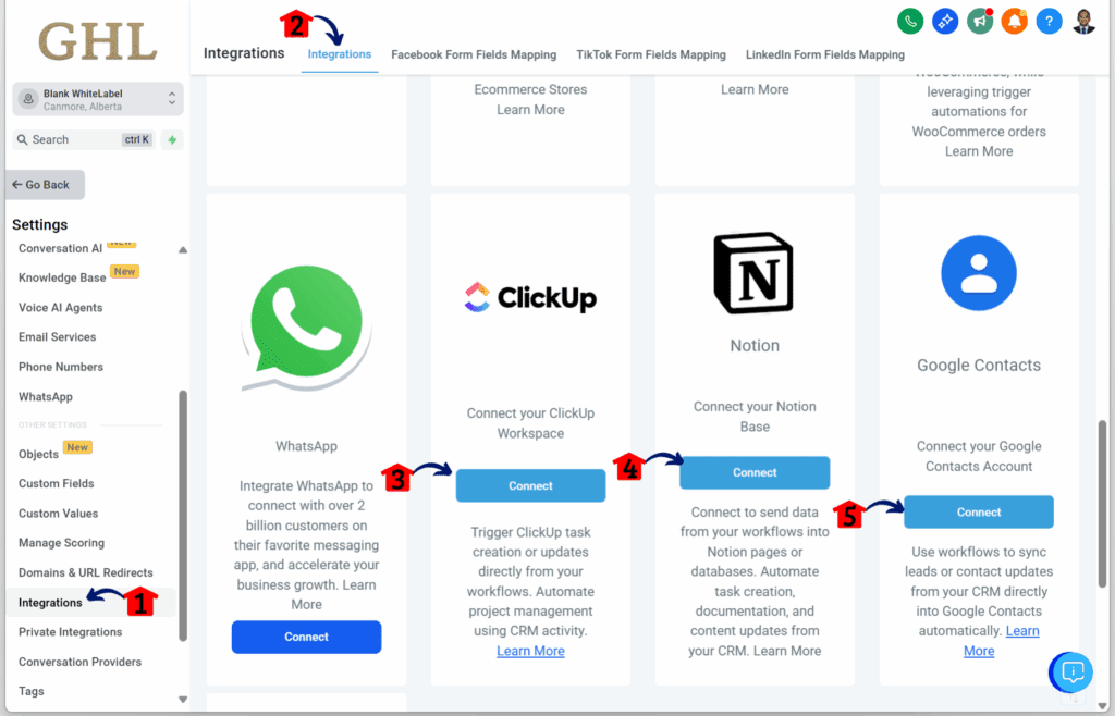 main-guide-airtable-clickup-google-contacts-notion-elements-integrations GHL workflow automation tools - Connect Third-Party Apps
