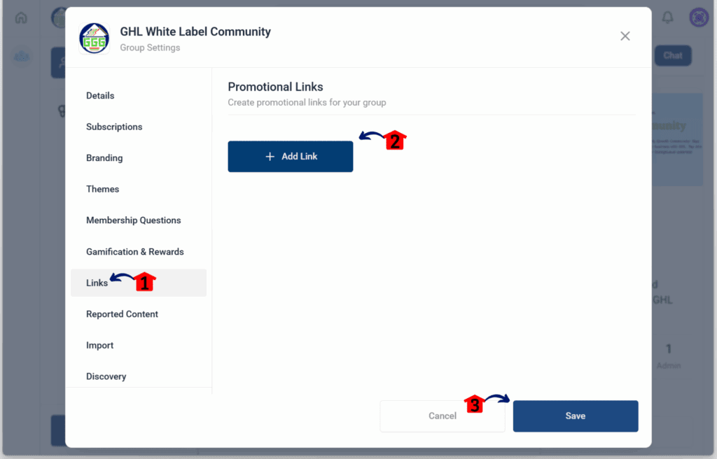 main-guide-create-manage-community-links GHL Online Community Management – Add Links