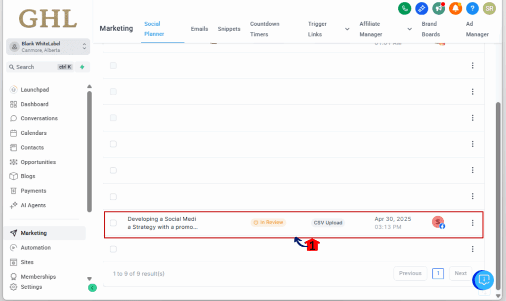 reschedule social media posts - Open a Post Waiting for Approval