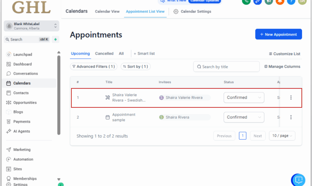 GoHighLevel appointment scheduling tools
 - Access the Appointment Modal