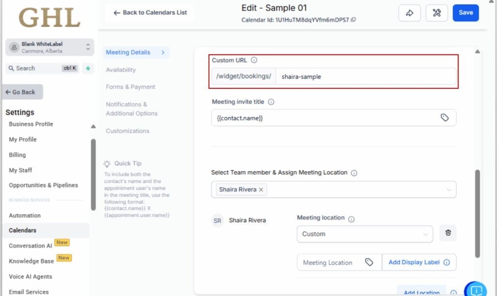 GHL calendar slug automation
- Review the Auto-Generated Slug