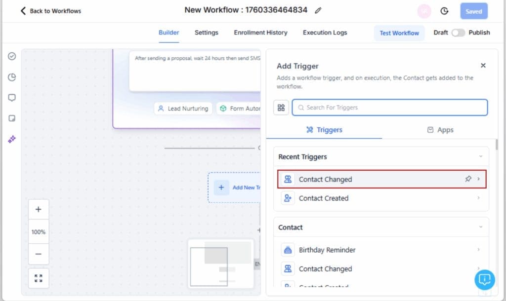GHL workflow trigger errors
- Add or Review the Contact Changed Trigger