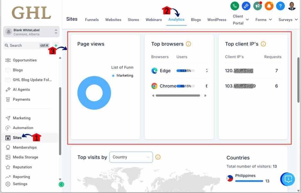 ghl-geographic-analytics-sites How to Use the Geographic Analytics Update