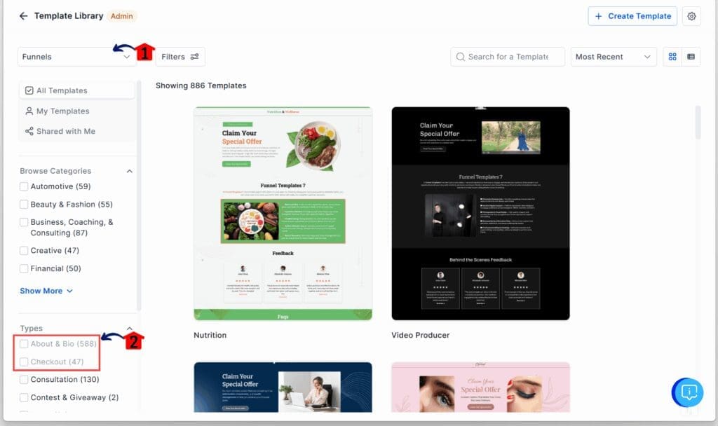 ghl-hide-types-tags-template-library-hidden Template Library Filters – Review the Updated Template Library