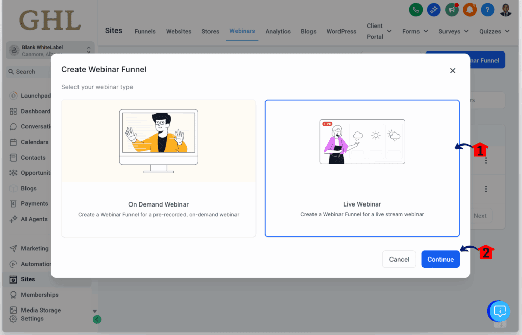 ghl-recurring-webinar-settings-live GHL Recurring Webinar – Create a New Webinar Funnel