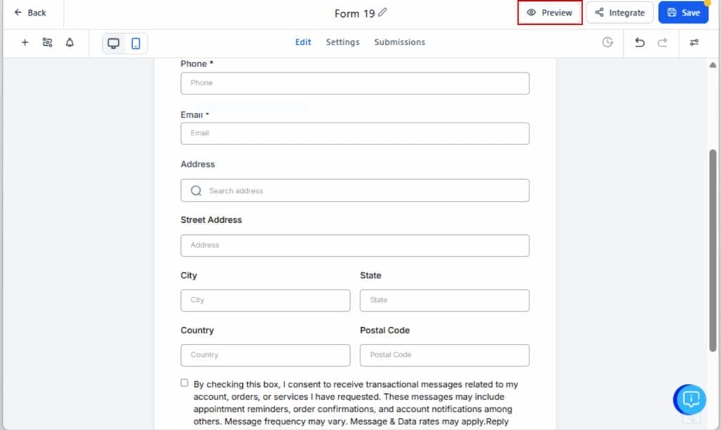 GoHighLevel address auto complete
- Save and Preview Your Form