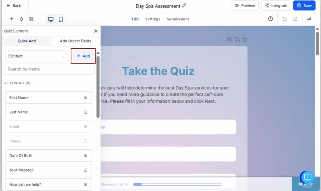 GoHighLevel quiz builder updates
- Add a New Section from Template