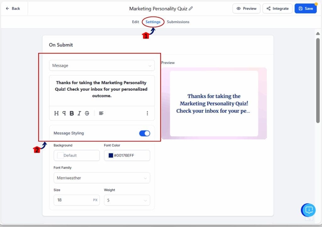 marketing-personality-quiz-survey-graphic18 marketing personality quiz - on submit setting