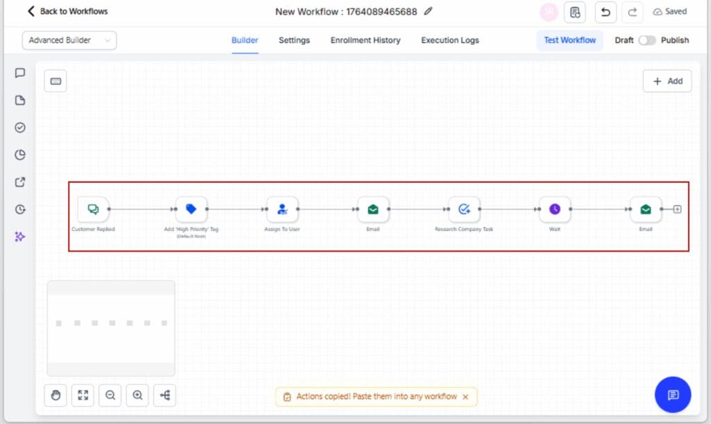 Workflow Branching
- Add a De-Linked Node