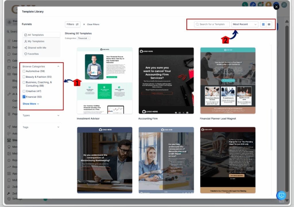 agency templates - search