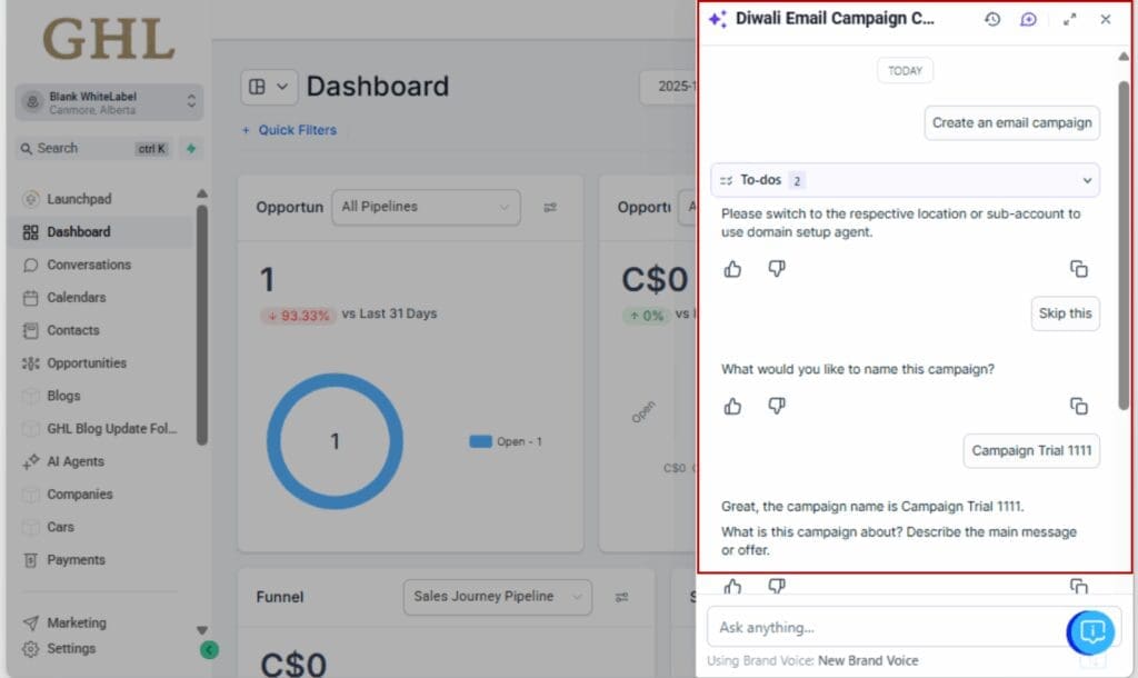 GHL email campaign automation
 - Verify Your Sending Domain