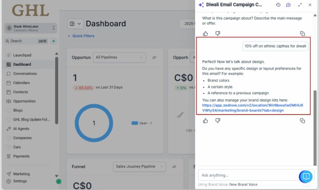 GoHighLevel email campaign automation
 - Generate Your Email Content with AI