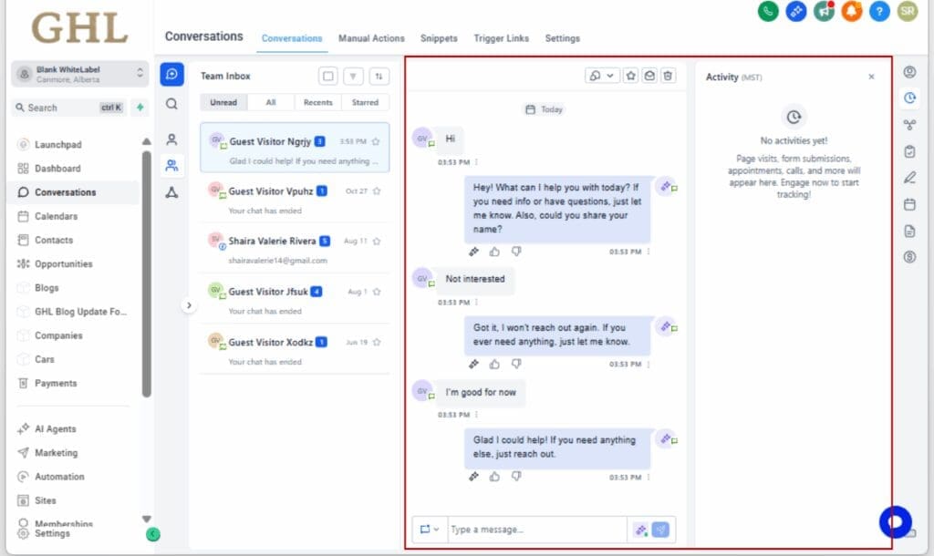 GHL AI Chatbot Automation
 - Review the Follow-Up Log
