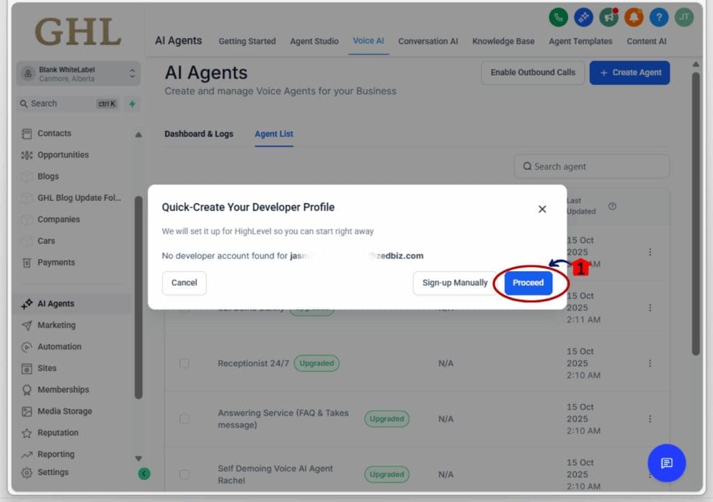 developer onboarding -account