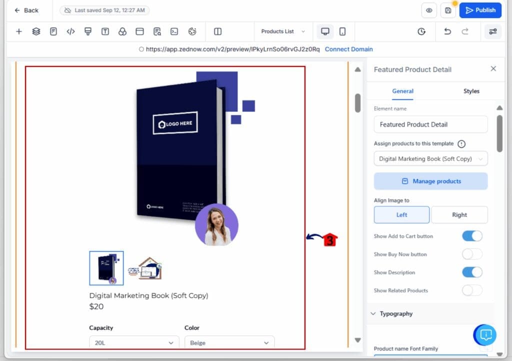 featured product widget - display