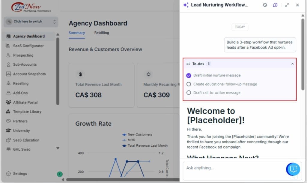 GHL AI workflow builder
- Review the AI’s Plan Before It Acts
