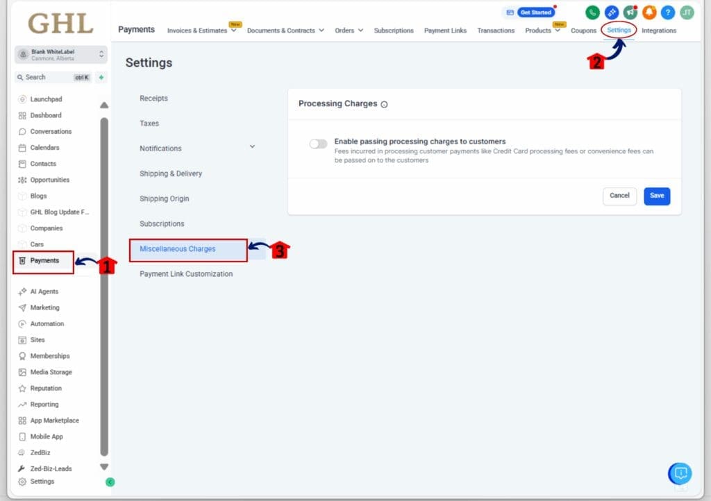 how to use processing fee checkout