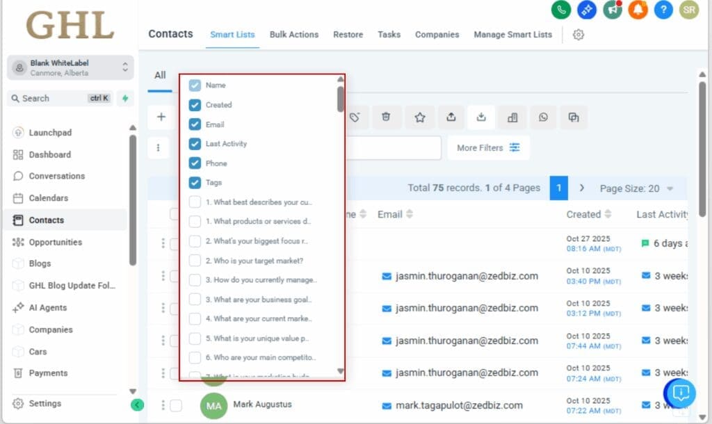 Smart List Filters
- Customize Your Columns