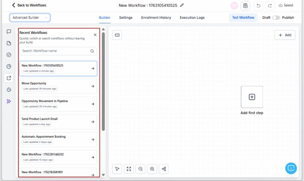 GHL workflow management tool
- Search or Browse for a Workflow