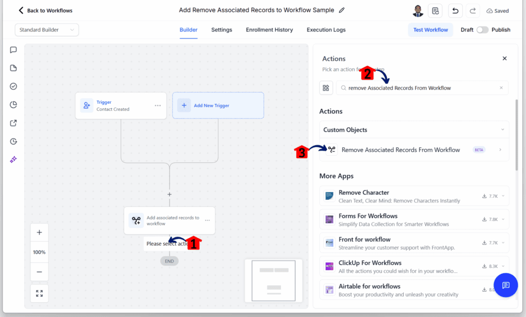 Associated Records Automation - Add a Removal Action