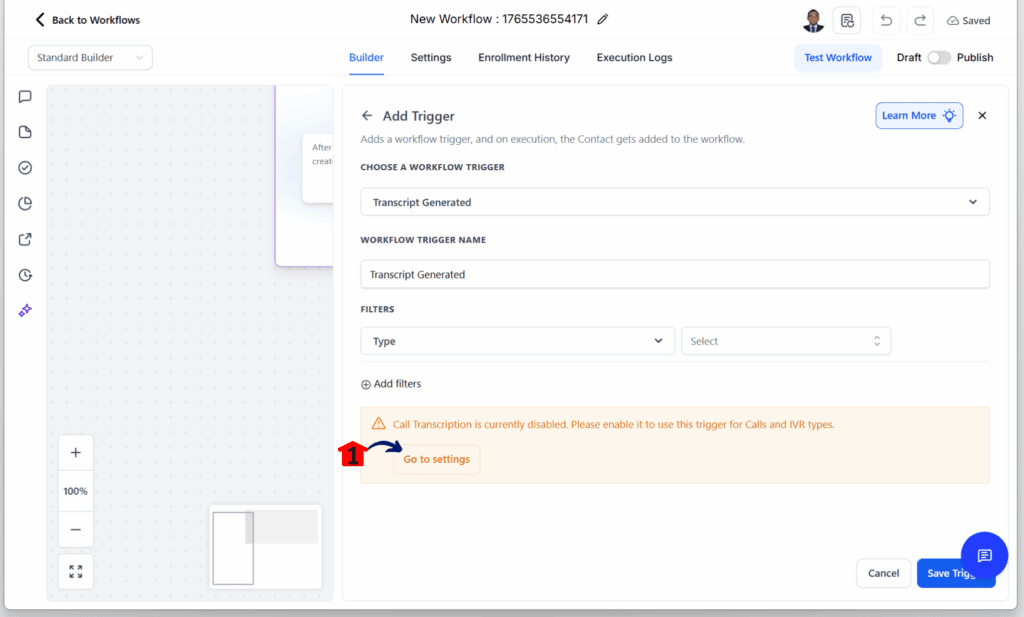 ghl-call-transcript-generated-settings
