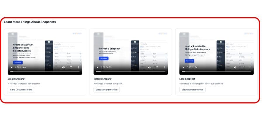 ghl create or import snapshot