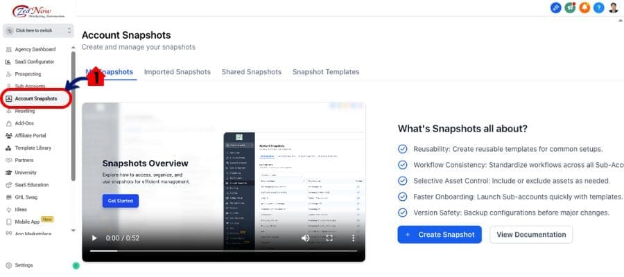 ghl account snapshot