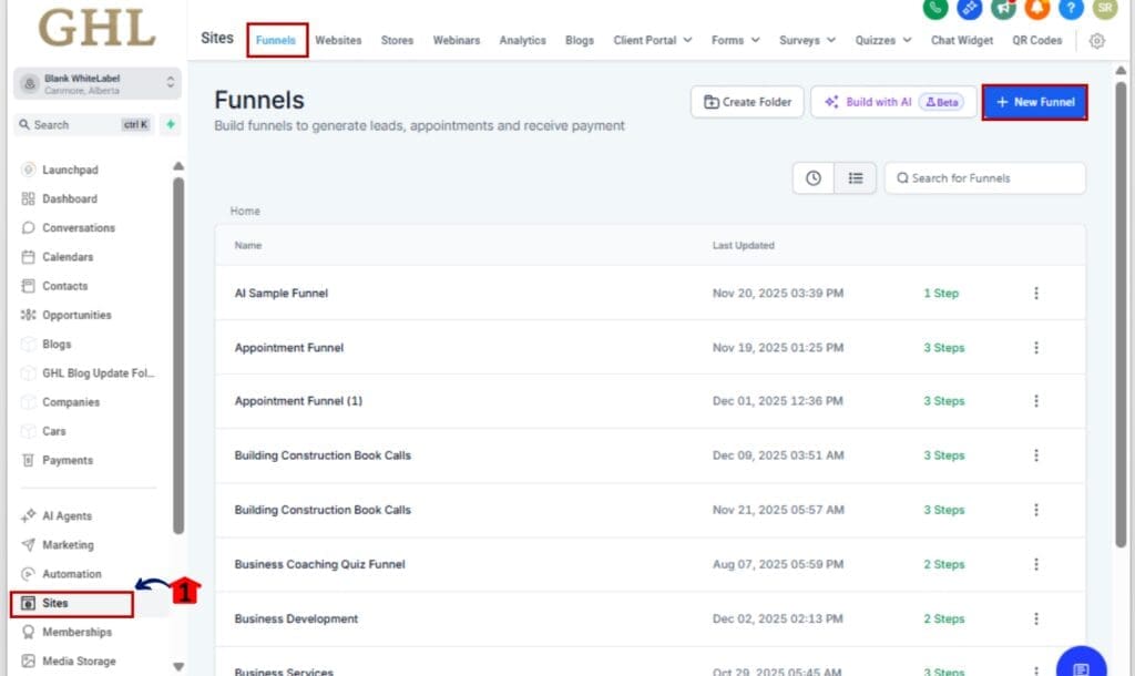 Marketing Templates
 - Launch with Funnel Templates