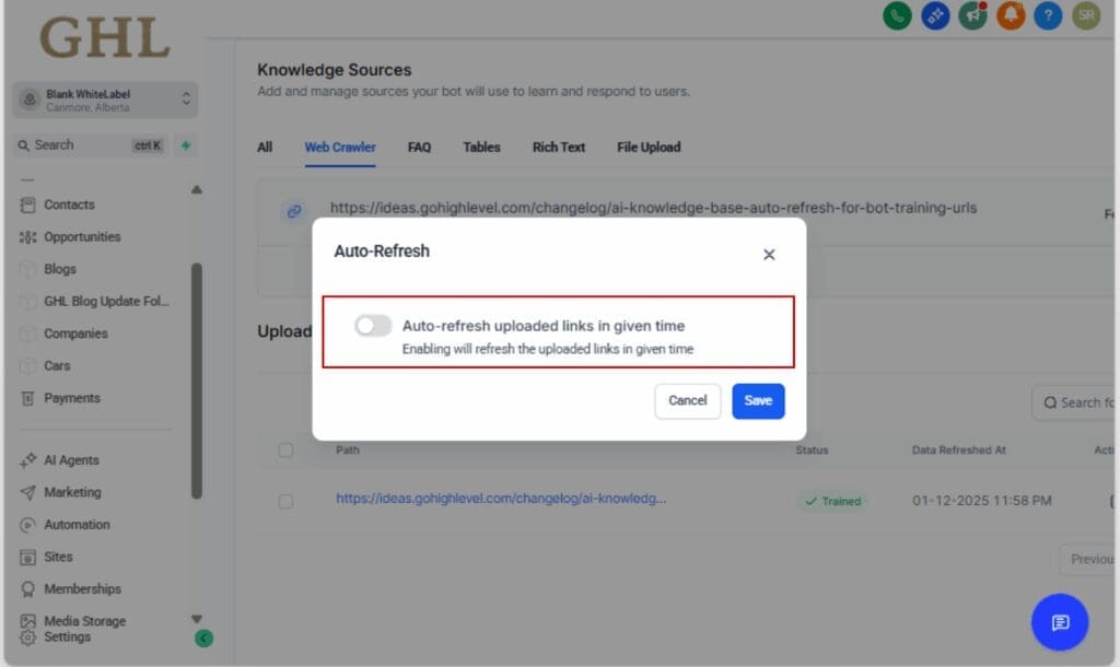 Bot Training Automation
 - Enable the Auto Refresh Feature