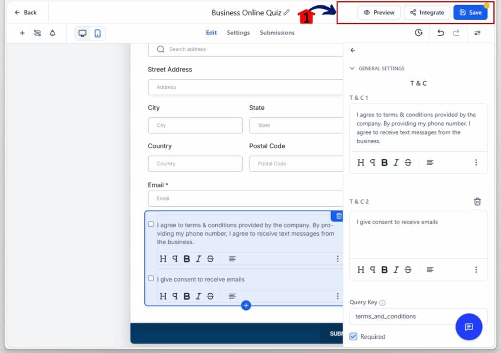 multiple terms conditions - save
