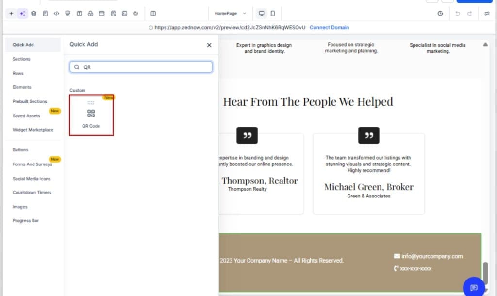 GHL QR Code Design
- Add a QR Code Element