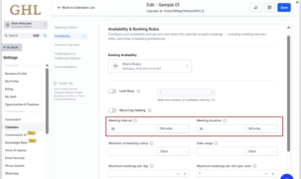 Check Slot Duration and Capacity - Check Slot Duration and Capacity
