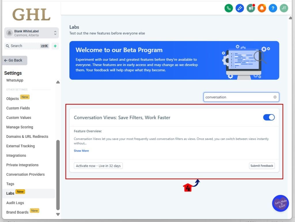 conversation filter view
