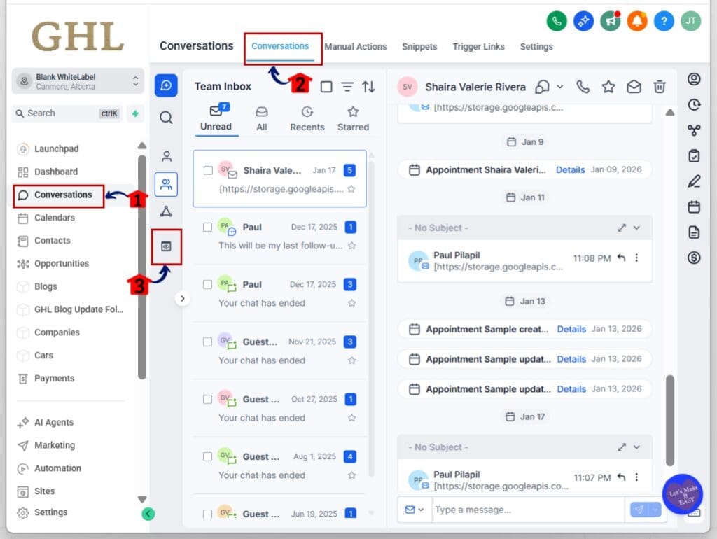 conversation filters - open