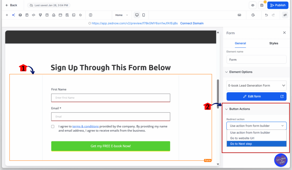 GHL Lead Generation Funnel – Configure Form Redirect Actions