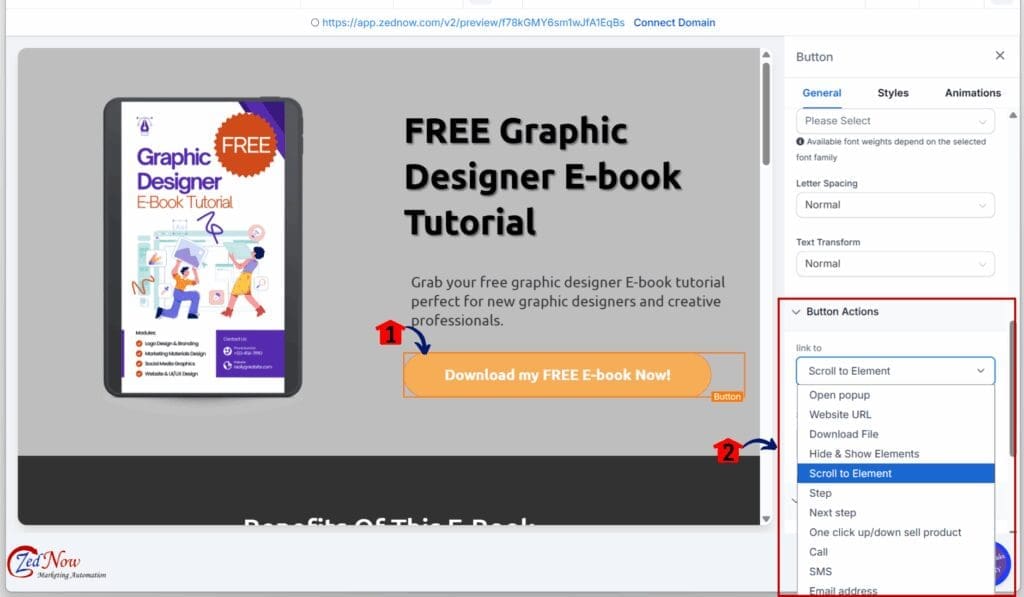 GoHighLevel Lead Generation Funnel – Configure Hero Section Button
