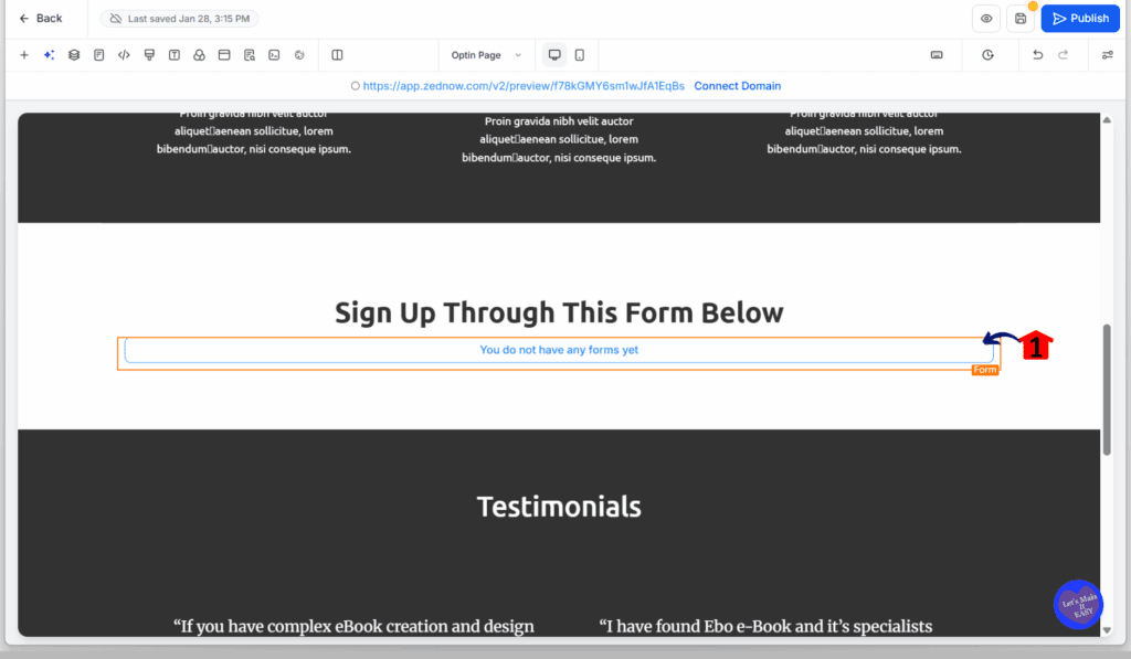 GoHighLevel Lead Generation Funnel – Select the Form Element