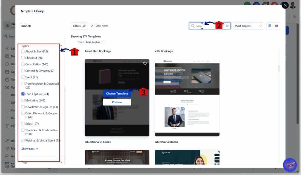 GHL Lead Generation Funnel – Choose a Funnel Template