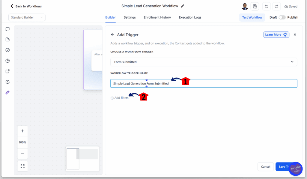 Lead Generation Funnel – Configure Form Submission Trigger