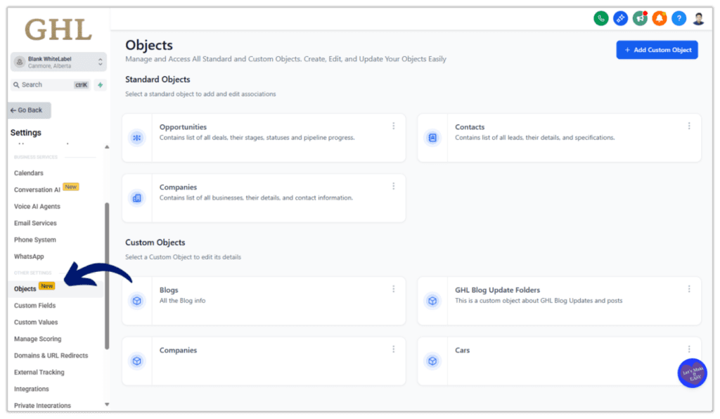 GoHighLevel Custom Objects