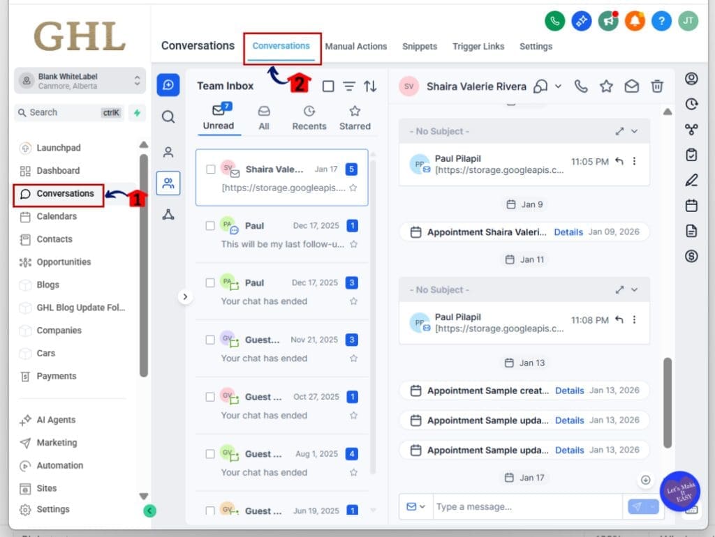 inbox unread counter - conversations