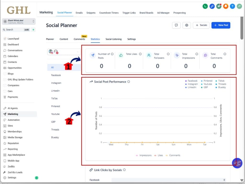 social media link tracking - views