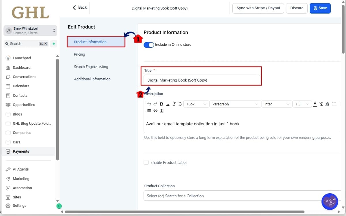 Product Title Display
 - Review Your Product Name 