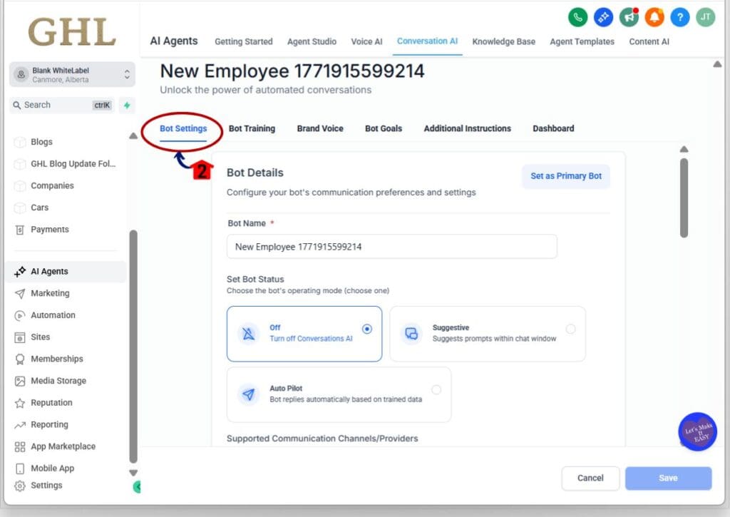 conversation-ai-settings-step02.2 gohighlevel ai agents - bot settings