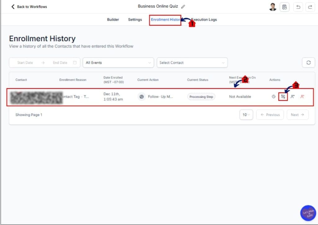 Workflow Debugging in GHL – Open Enrollment or Execution History inside a Workflow