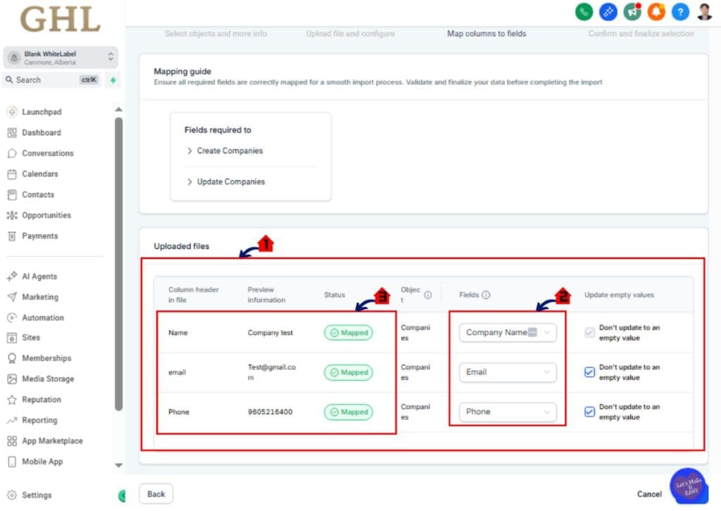 Bulk Company Import in GHL – Upload CSV File