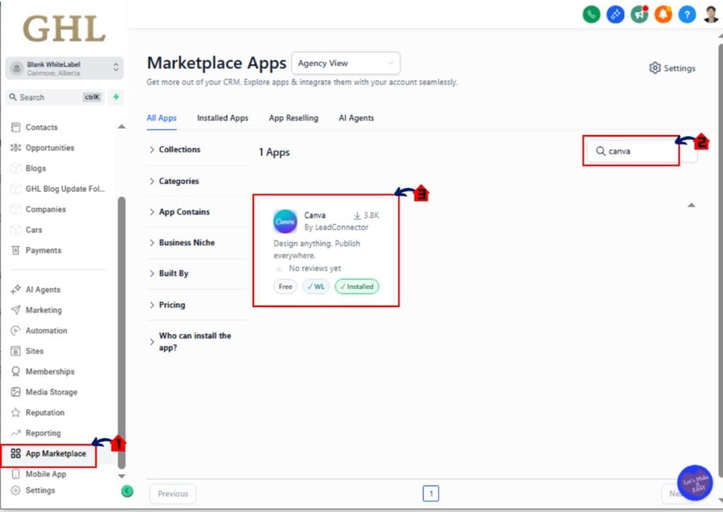 ghl-canva-integration-01 How To Connect Canva Integration Through the App Marketplace