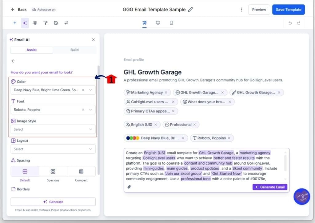 ghl-email-ai-builder-customize-email-visual-style
