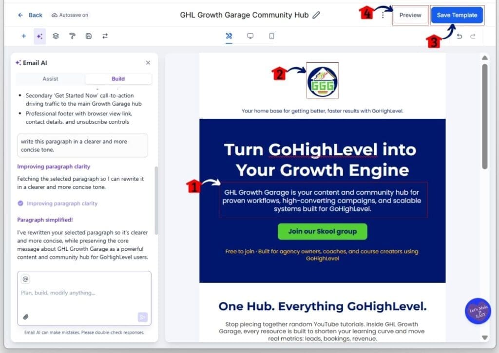 ghl-email-ai-builder-review-save-preview-email-template GHL Email AI Builder - Review, Save, and Preview Email Template
